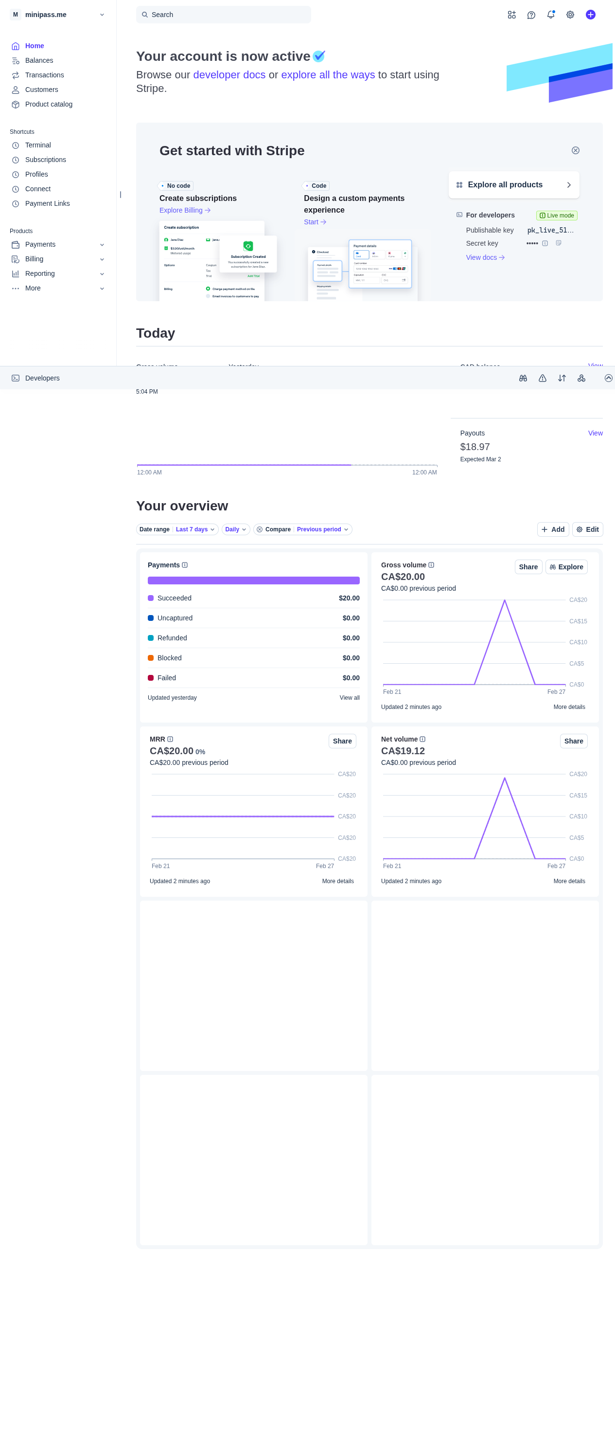 Assistant de démarrage Stripe
